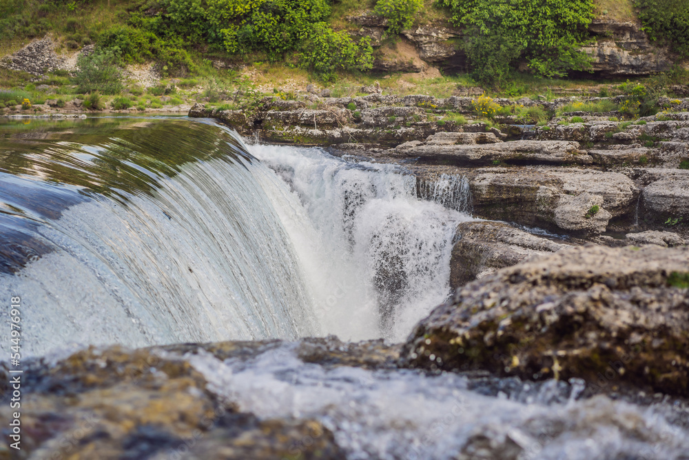 Fototapeta premium Picturesque Niagara Falls on the river Cievna. Montenegro, near Podgorica
