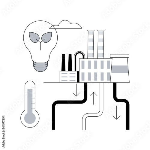 Geothermal energy abstract concept vector illustration. Renewable sources, enhanced geothermal system, thermal green energy, power plants, geyser, heat pump, steam flow, water abstract metaphor.