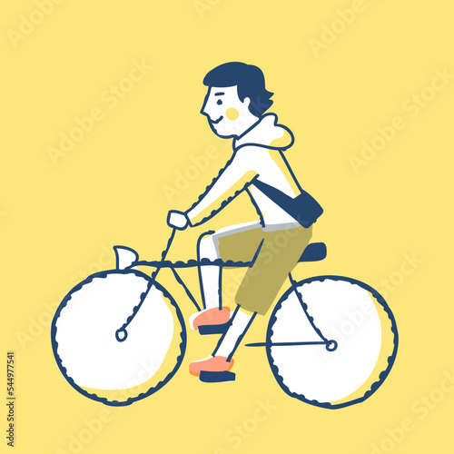 Fototapeta Naklejka Na Ścianę i Meble -  自転車に乗る若い男性
