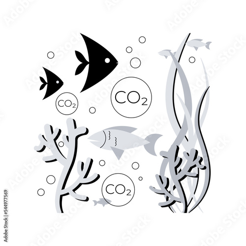 Ocean acidification abstract concept vector illustration. Environmental change, water acidification, ocean plastic pollution, carbon dioxide absorption, seawater contamination abstract metaphor.