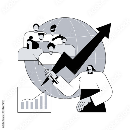 Population growth abstract concept vector illustration. Census service, world population explosion, human quantity growth, natural increase rate, overpopulation, demographics abstract metaphor.