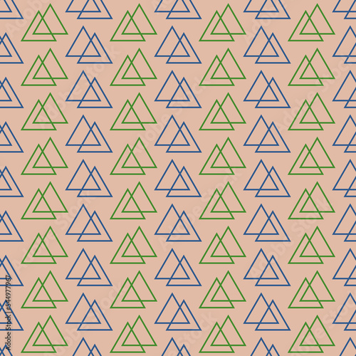 Seamless geometric pattern with color triangles on light background. Vector print for fabric background