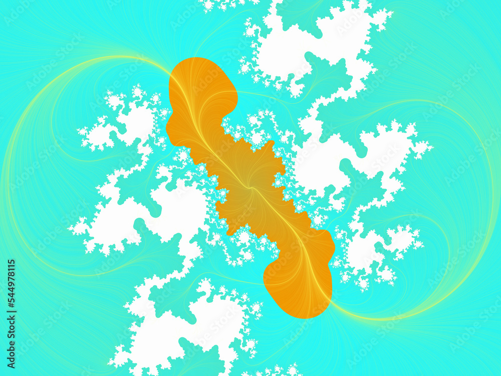 Obraz premium Green yellow fractal, footprint in the grass