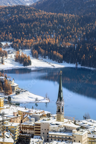 View of St. Moritz, the famouse resort region for winter sprot, from the high hill © Yü Lan