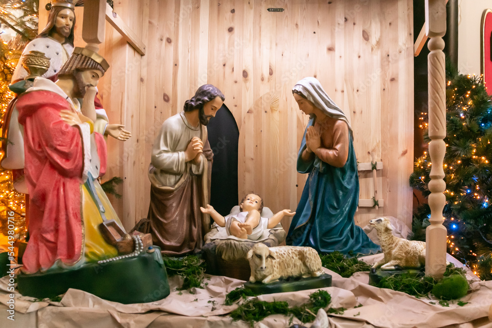 Nativity of Christ. Christmas Nativity scene with The Holy Child, The ...