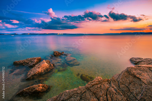 Croatia, Europe, Istria, pebble Kostrena beach near Rijeka and Lovran resort... exclusive - this image is sold only on adobe stock  © Rushvol