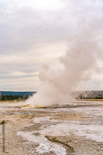 Clepsydra geyser on the Fountain Paint Pot Trail in Yellowstone National Park.