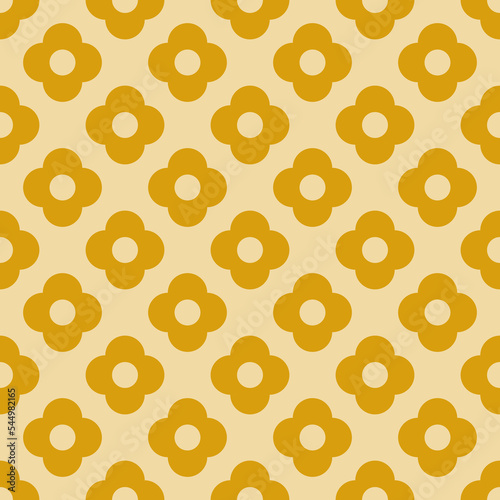 Seamless golden flower geometric pattern. Vector graphic for textile