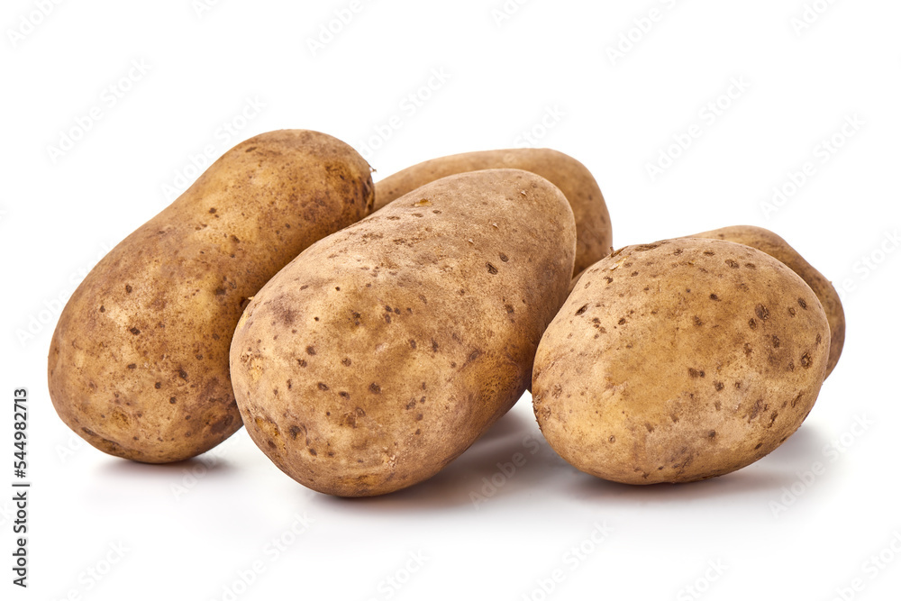 Unwashed potatoes, isolated on white background. Unwashed potatoes, isolated on white background.