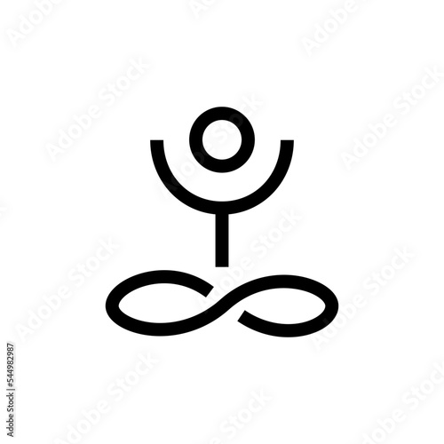 Yoga and meditation Icon vector set. Black and White Relax symbol. Lotus position.