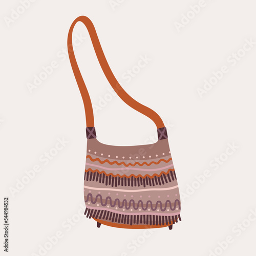 Brown ornamental boho bag