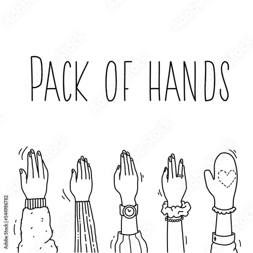 Various hands, drawing, icons, sketch, illustration,  (ID: 544986782)
