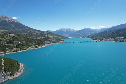 Canvastavla lac de serre ponçon vue drone