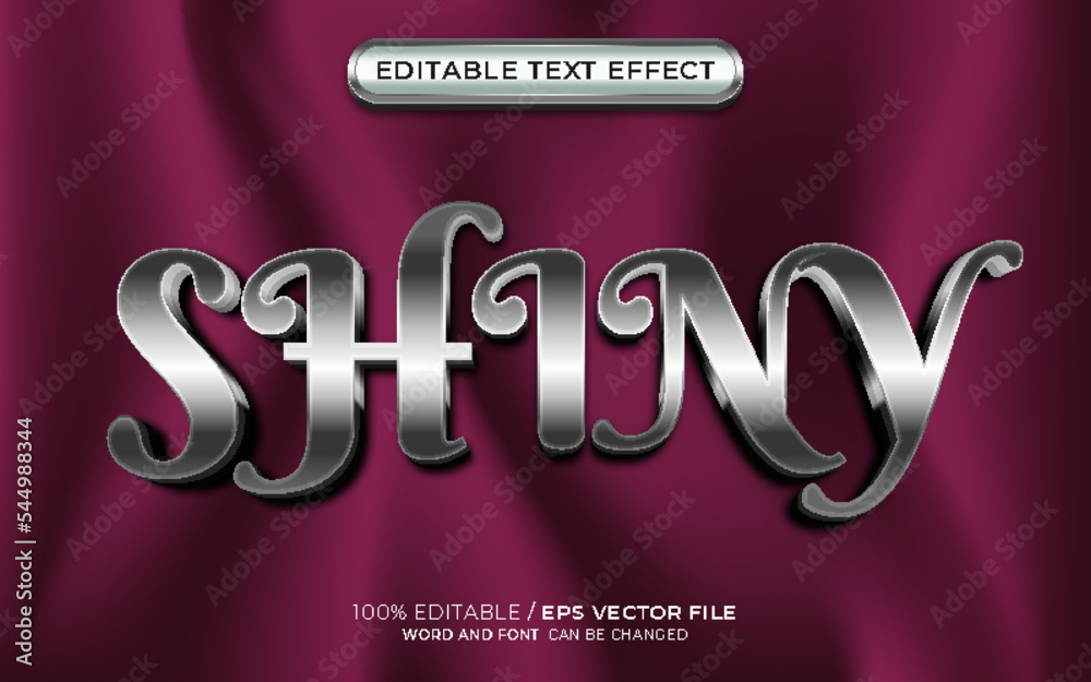 Bright Silver Shiny 3d Text Effect Mock Up with Wavy Background