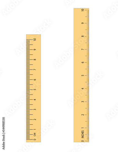 Measuring length  with ruler.measurement in centimeters and inches.ruler