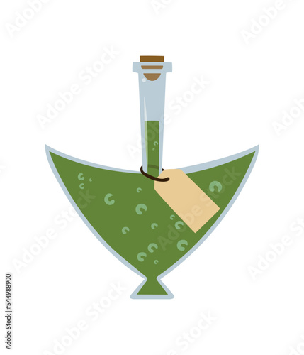 Potion bottle vector illustration concept. Design element for design of sites posters games brochures. Flat simple style. Image isolated on white background