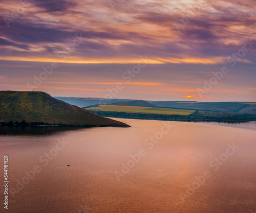 beautiful view of Bakota Bay at sunset with purple colors sky