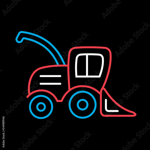 Combine harvester flat vector icon