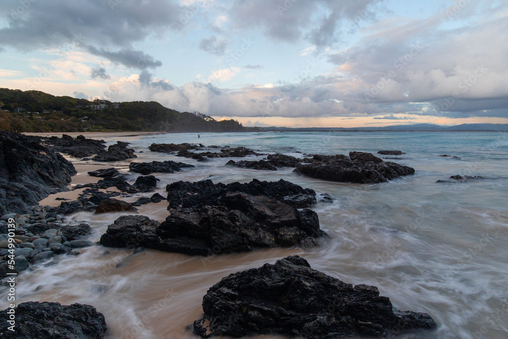 Morning view of Wategos Beach coastline, Byron Bay, Australia.