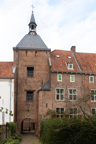 Medieval prison tower and part of the wall houses in Amersfoort in the Netherlands.