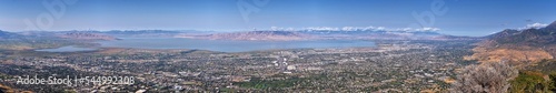 Fototapeta Naklejka Na Ścianę i Meble -  Kyhv Peak Utah County valley views, recently renamed, by Y Mountain, Mount Timpanogos Wasatch Range. America.