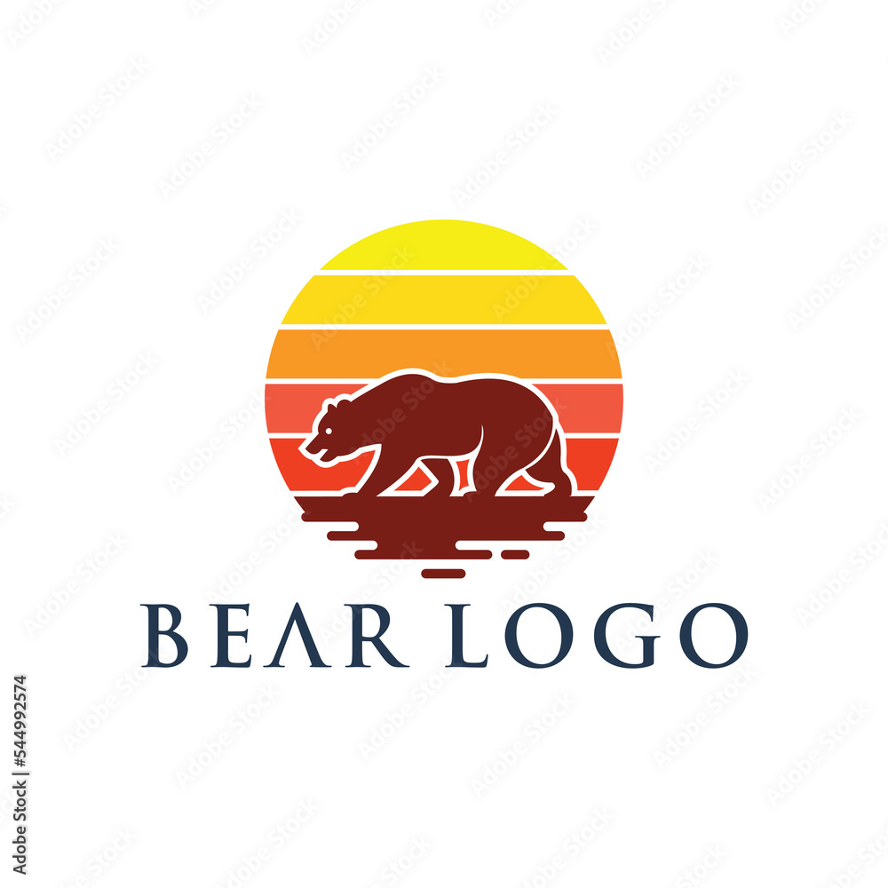 Bear and Sunset Logo Design Bear and Sunset Logo Design