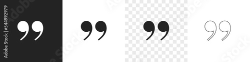 Set of quote mark, quotes icon, sign, symbol, emblem. Ditto marks icon set. Quotation marks. Dialogue discussion symbol for UI UX, website, mobile app. photo