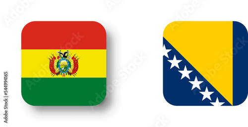 Bolivia flag - flat vector square with rounded corners and dropped shadow. photo