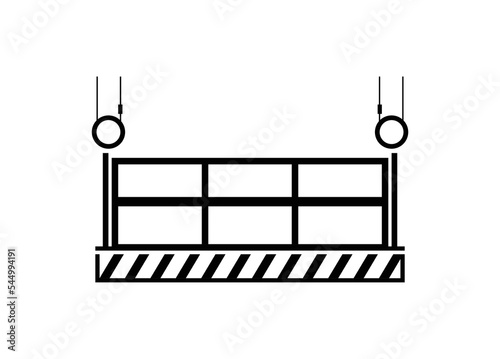 Gondola cradle. Suspended platform. Simple illustration in black and white.