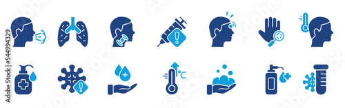 Medical Disease Protection of Pathogen Bacteria Symbol. Coronavirus Epidemic Safety Silhouette Icon Set. Prevent Flu Virus Infection Glyph Pictogram. Isolated Vector Illustration