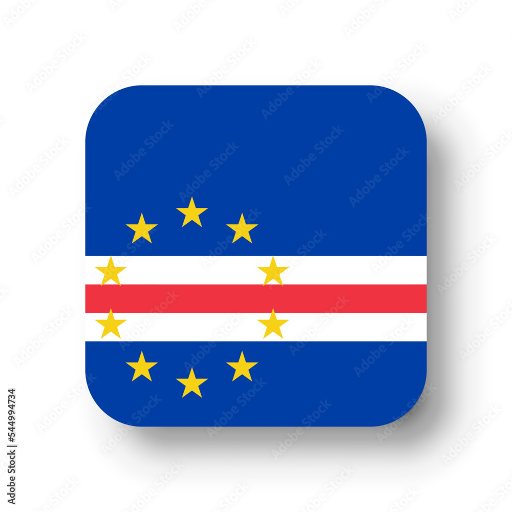 Cape Verde flag - flat vector square with rounded corners and dropped shadow. Cape Verde flag - flat vector square with rounded corners and dropped shadow.