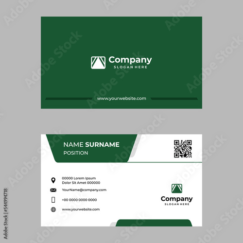Professional elegant green and white business card design template