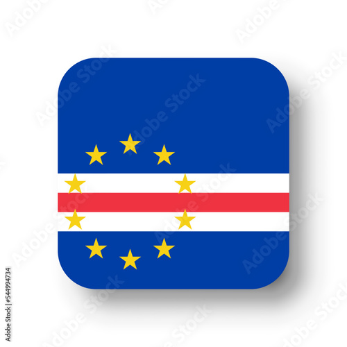 Free Download Cape Verde flag - flat vector square with rounded corners and dropped shadow. - GFXLoad