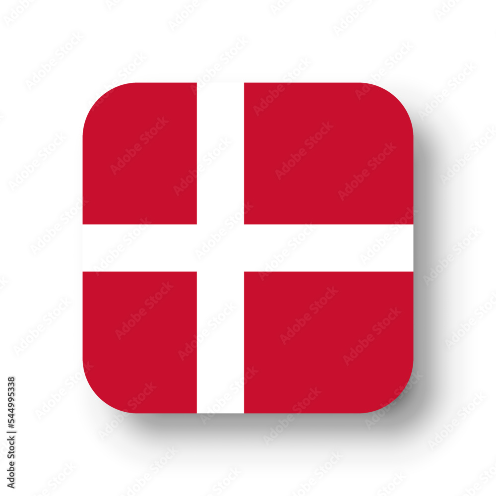 Denmark flag - flat vector square with rounded corners and dropped shadow. Denmark flag - flat vector square with rounded corners and dropped shadow.