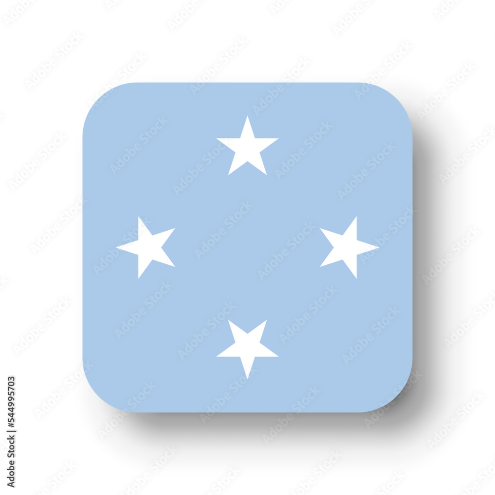 Federated States of Micronesia flag - flat vector square with rounded corners and dropped shadow. Federated States of Micronesia flag - flat vector square with rounded corners and dropped shadow.