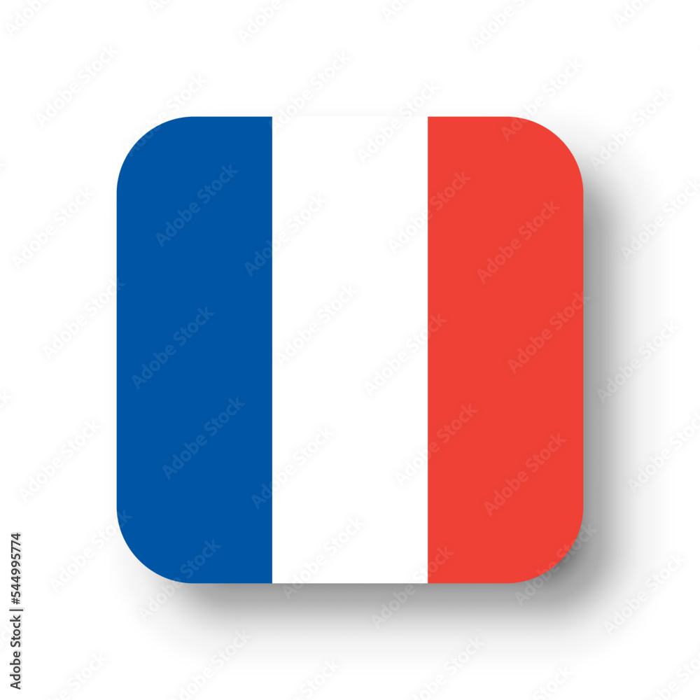 France flag - flat vector square with rounded corners and dropped shadow. France flag - flat vector square with rounded corners and dropped shadow.