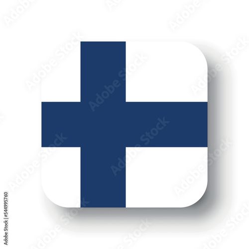 Finland flag - flat vector square with rounded corners and dropped shadow.