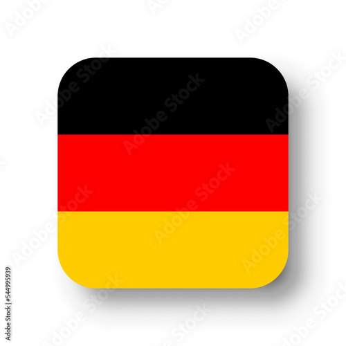 Germany flag - flat vector square with rounded corners and dropped shadow.