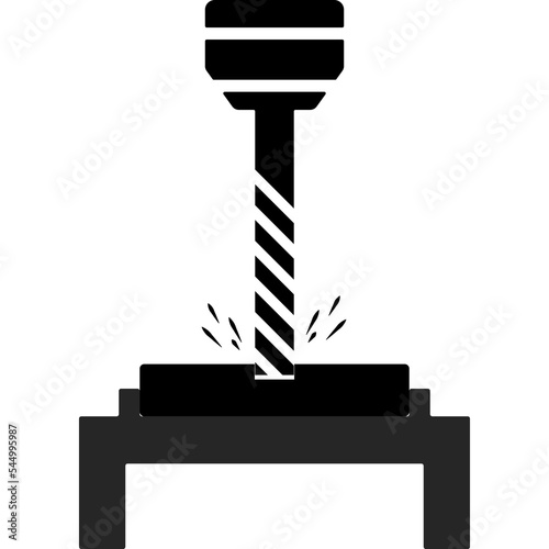 Drilling vector icon. Drill in spindle icon. Drilling machine logo, production. Vector illustration.