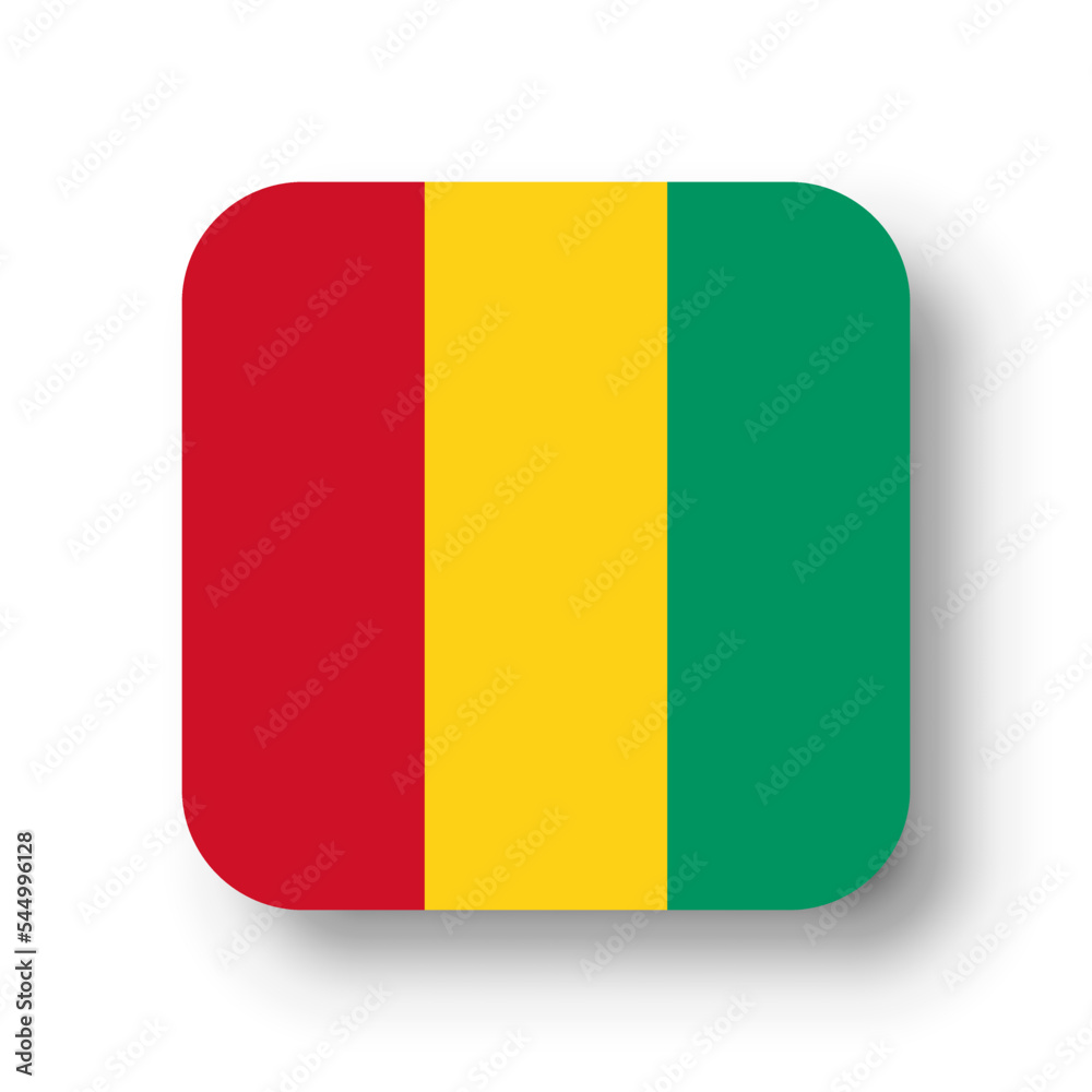 Fototapeta premium Guinea flag - flat vector square with rounded corners and dropped shadow.