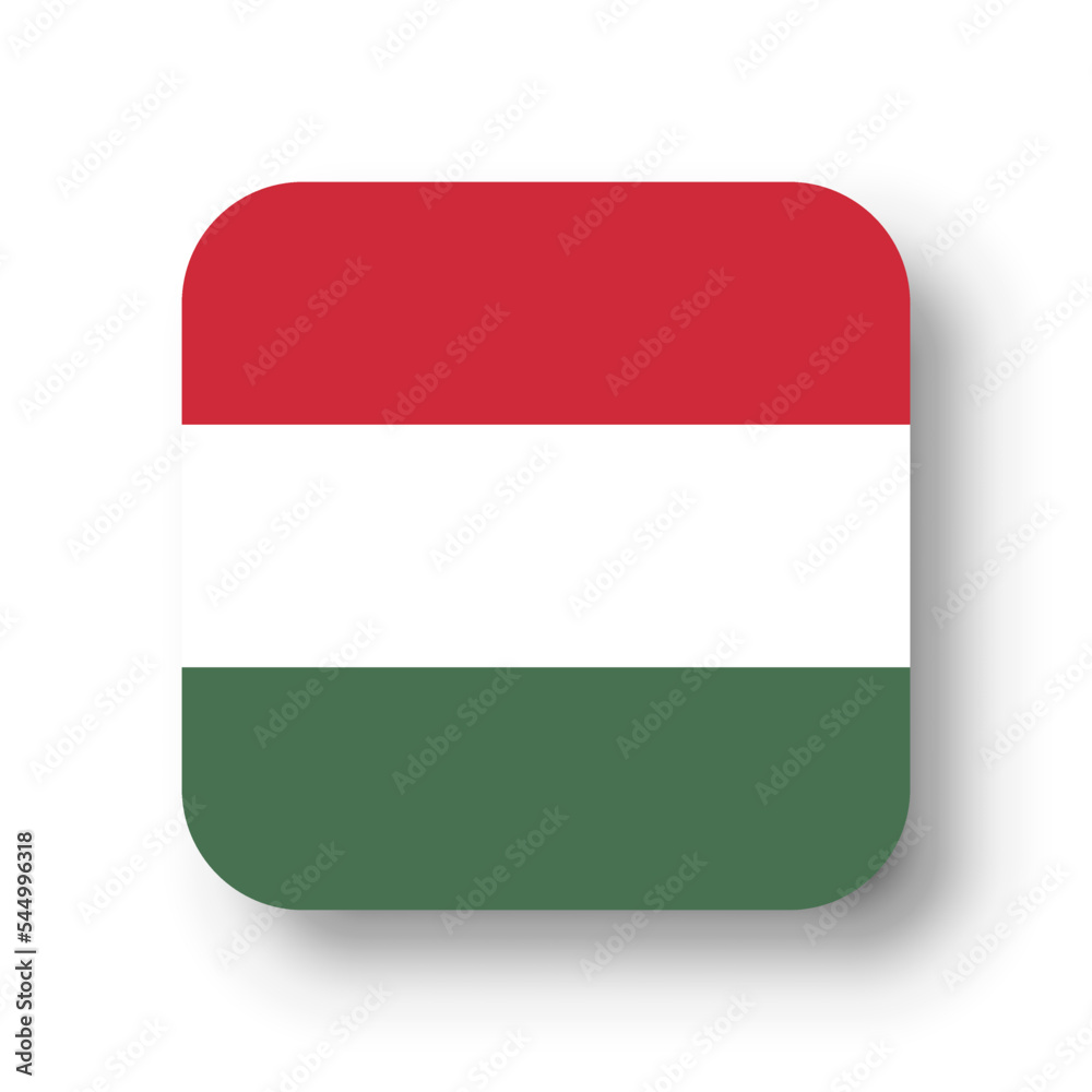 Hungary flag - flat vector square with rounded corners and dropped shadow. Hungary flag - flat vector square with rounded corners and dropped shadow.