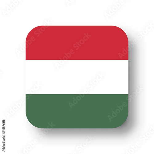 Free Download Hungary flag - flat vector square with rounded corners and dropped shadow. - GFXLoad