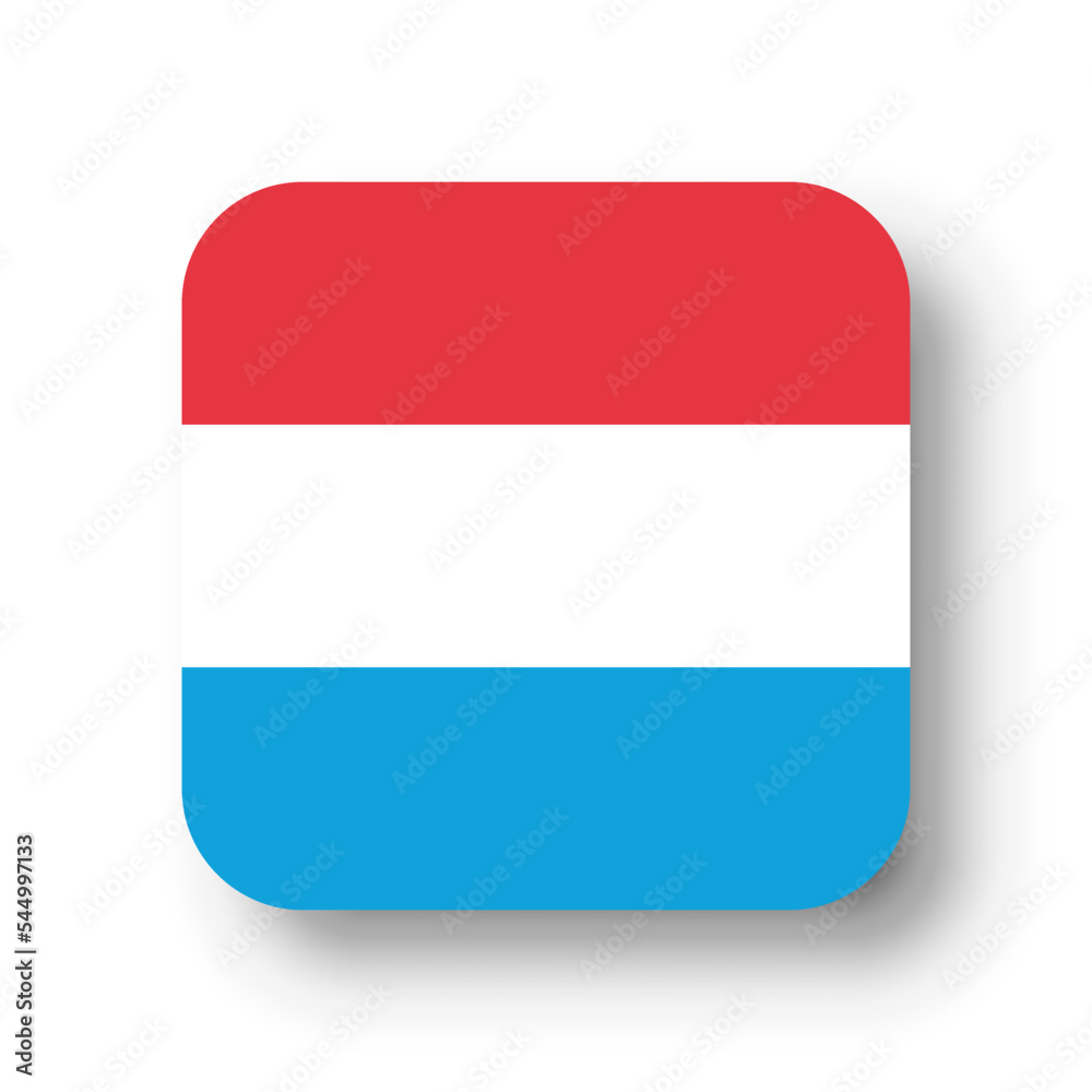 Luxembourg flag - flat vector square with rounded corners and dropped shadow. Luxembourg flag - flat vector square with rounded corners and dropped shadow.