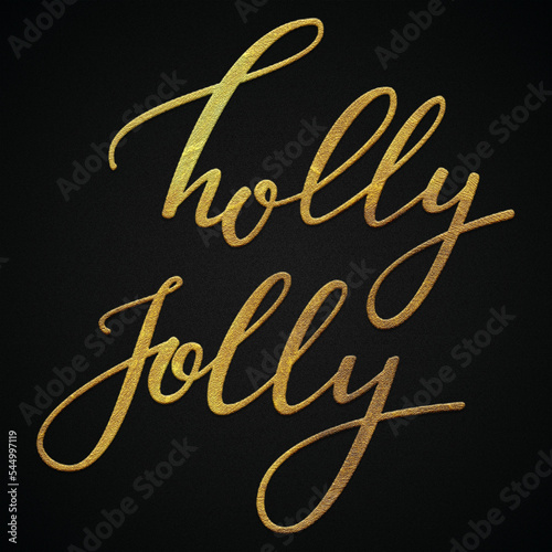 Holly Jolly golden calligraphy design banner