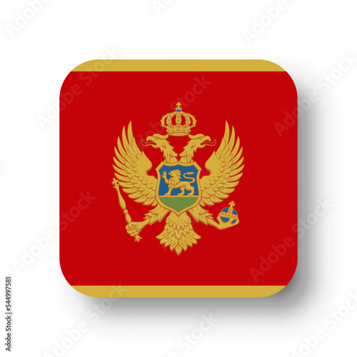 Montenegro flag - flat vector square with rounded corners and dropped shadow.