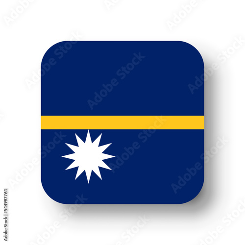 Free Download Nauru flag - flat vector square with rounded corners and dropped shadow. - GFXLoad