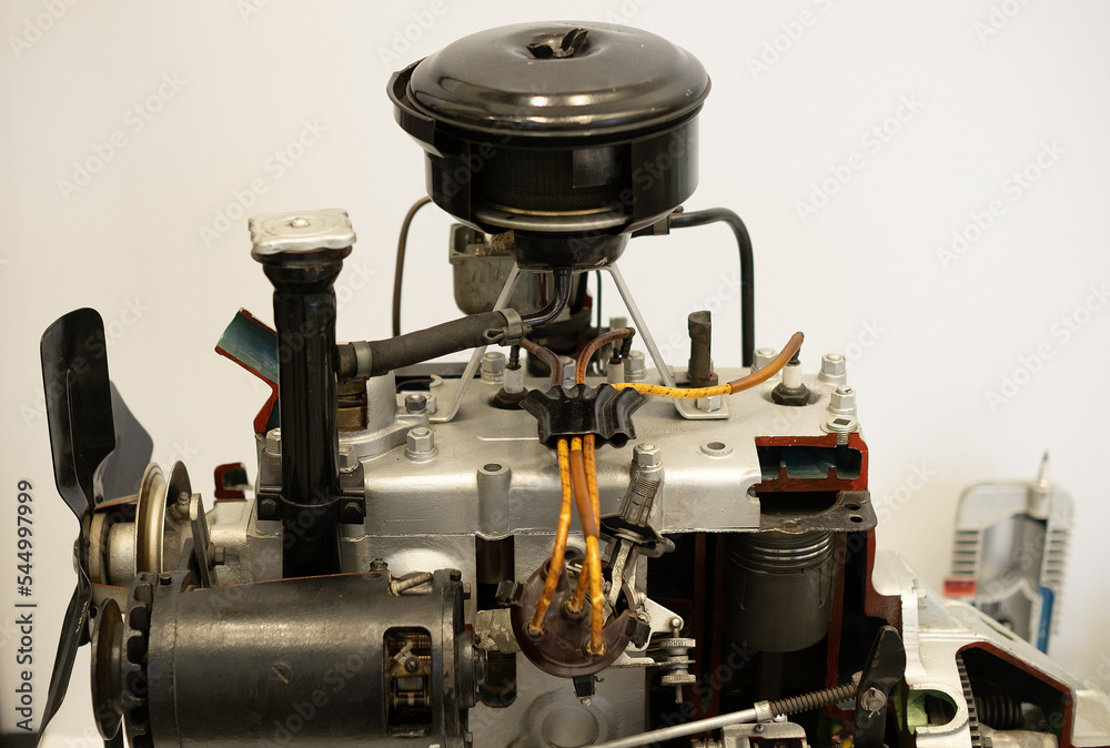 Fototapeta premium A car engine removed from the car. Real photo.