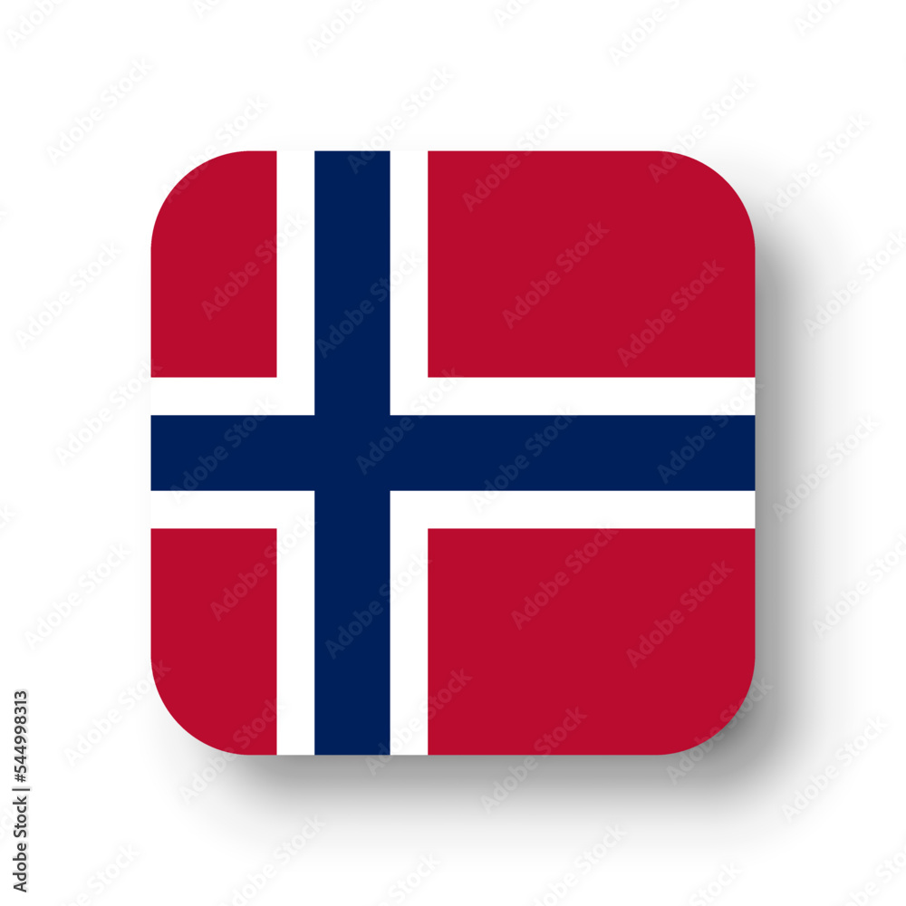 Norway flag - flat vector square with rounded corners and dropped shadow. Norway flag - flat vector square with rounded corners and dropped shadow.