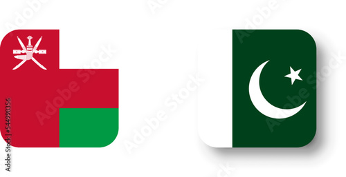 Pakistan flag - flat vector square with rounded corners and dropped shadow.
