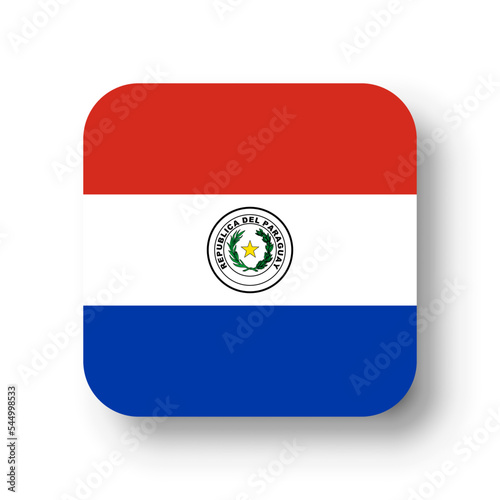 Paraguay flag - flat vector square with rounded corners and dropped shadow. Free Download Paraguay flag - flat vector square with rounded corners and dropped shadow. - GFXLoad